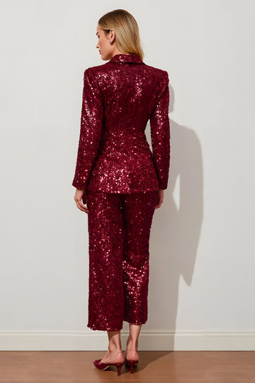 Costumes de bal 2 pièces à sequins bordeaux